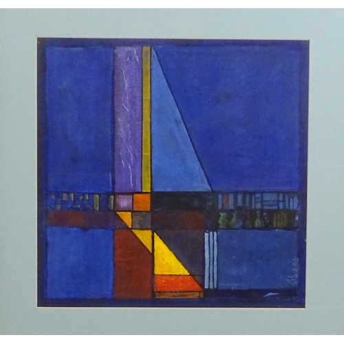 1940 - S. F. Smith, 20th century, Acrylic, Fire Side, An abstract interior scene with fireplace. Signed wit... 