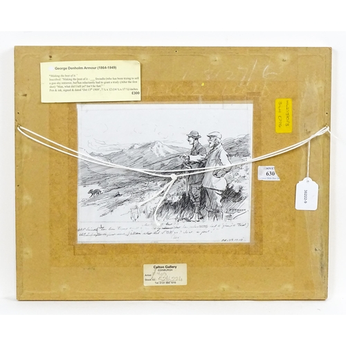 1948 - George Denholm Armour (1864-1949), Cartoonist, Pen and ink sketch, Making the Best of It. A landscap... 