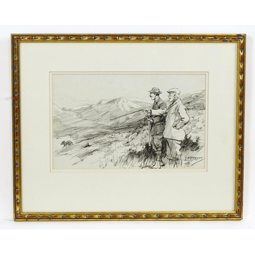 1948 - George Denholm Armour (1864-1949), Cartoonist, Pen and ink sketch, Making the Best of It. A landscap... 