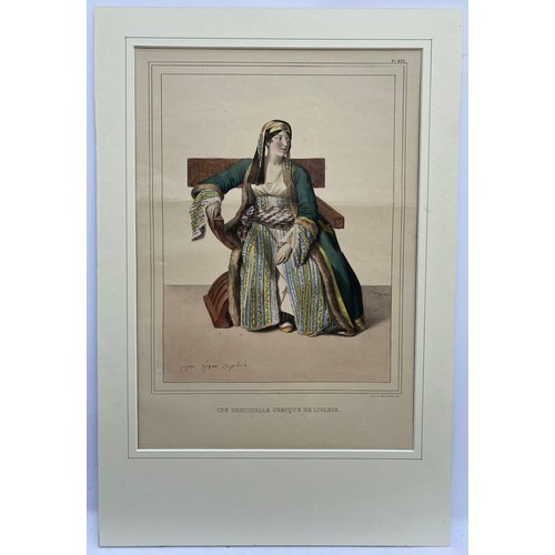 1994 - Louis Dupre (1789-1837), Original lithograph hand coloured with watercolour, Titled Une Demoiselle G... 