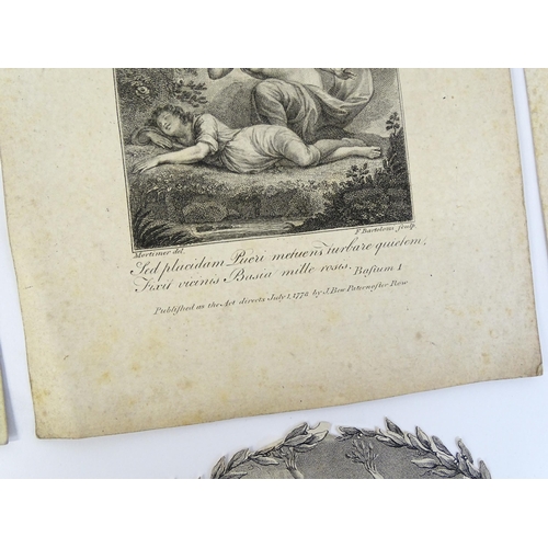 2000 - A quantity of 17th and 18thC Bartolozzi engravings to include Apollo & Daphne, Orpheus & Eurydice, V... 