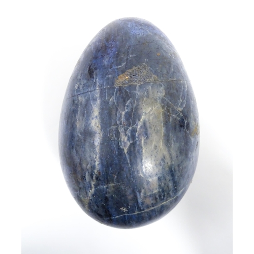 1087 - Natural History / Geology Interest: Four polished hardstone specimen eggs to include lapis lazuli, a... 