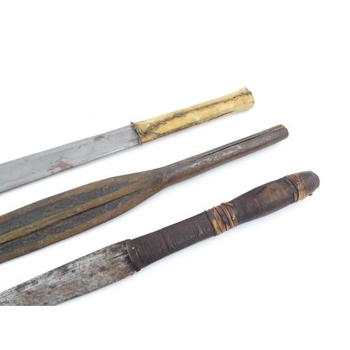 1106 - Ethnographic / Native / Tribal : Three assorted weapons to include an African Kikuyu Simi short swor... 