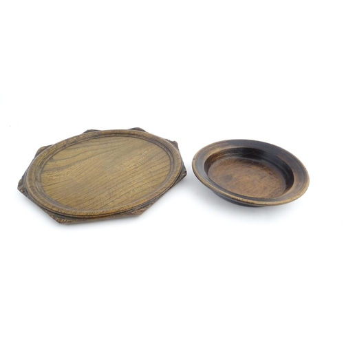 1149 - Treen : A 19thC Swedish wooden dish of circular form with impressed letters ILS under. Together with... 