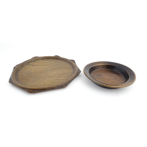 1149 - Treen : A 19thC Swedish wooden dish of circular form with impressed letters ILS under. Together with... 