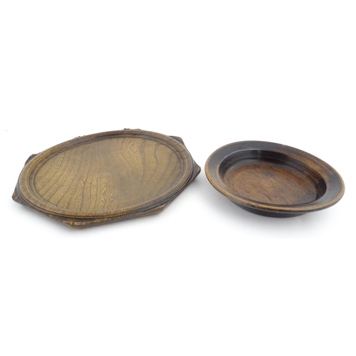 1149 - Treen : A 19thC Swedish wooden dish of circular form with impressed letters ILS under. Together with... 