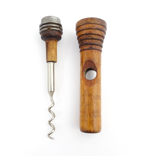 1152 - A quantity of assorted 19thC and later corkscrews to include examples with turned wooden handles and... 