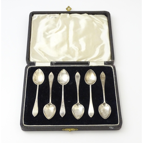 503 - A cased set of six silver teaspoons hallmarked Birmingham 1939, maker A J Bailey. Approx. 3 3/4