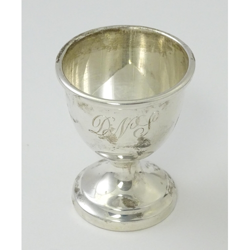 505 - A cased silver Christening set comprising egg cup and spoon hallmarked Birmingham 1944, maker Lanson... 