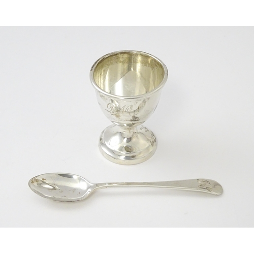 505 - A cased silver Christening set comprising egg cup and spoon hallmarked Birmingham 1944, maker Lanson... 