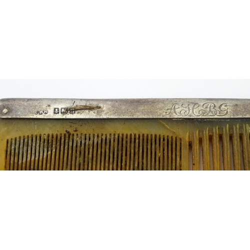 506 - A silver mounted brush with engine turned decoration hallmarked Birmingham 1986, maker Broadway & Co... 