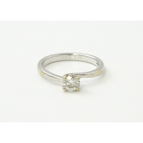 579 - A Tolkowsky 18ct white gold diamond solitaire ring. With original box and paperwork. Ring size appro... 