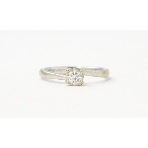 579 - A Tolkowsky 18ct white gold diamond solitaire ring. With original box and paperwork. Ring size appro... 