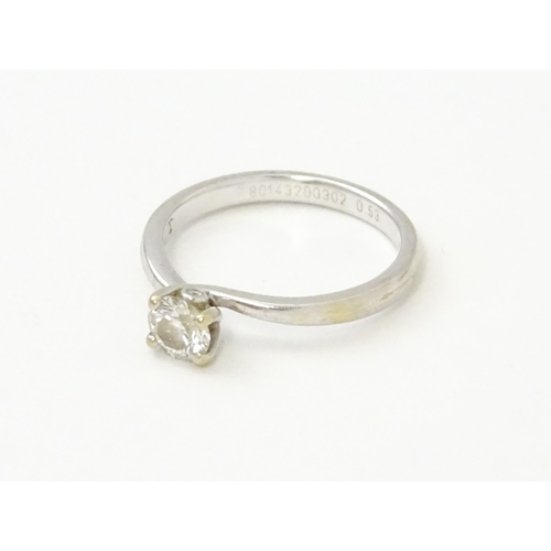 579 - A Tolkowsky 18ct white gold diamond solitaire ring. With original box and paperwork. Ring size appro... 