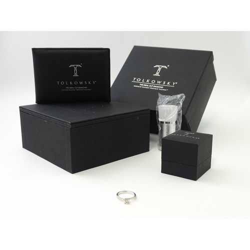 579 - A Tolkowsky 18ct white gold diamond solitaire ring. With original box and paperwork. Ring size appro... 