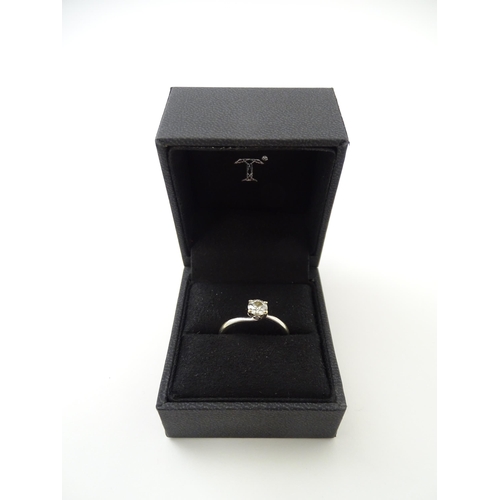 579 - A Tolkowsky 18ct white gold diamond solitaire ring. With original box and paperwork. Ring size appro... 