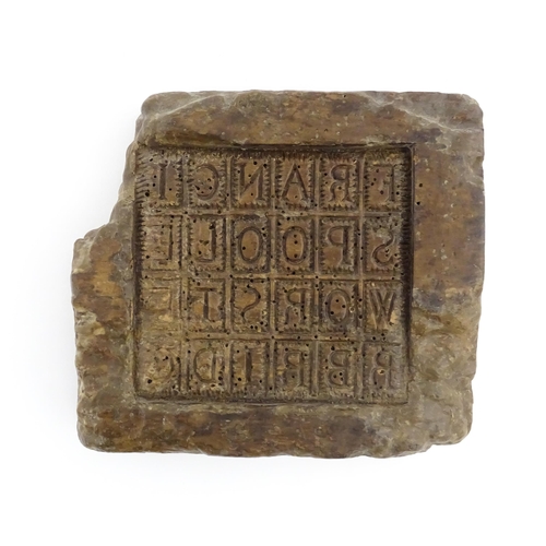 1161 - Treen : An 18thC sycamore biscuit / cookie mould with mermaid detail, the reverse with carved letter... 