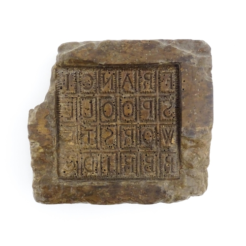 1161 - Treen : An 18thC sycamore biscuit / cookie mould with mermaid detail, the reverse with carved letter... 