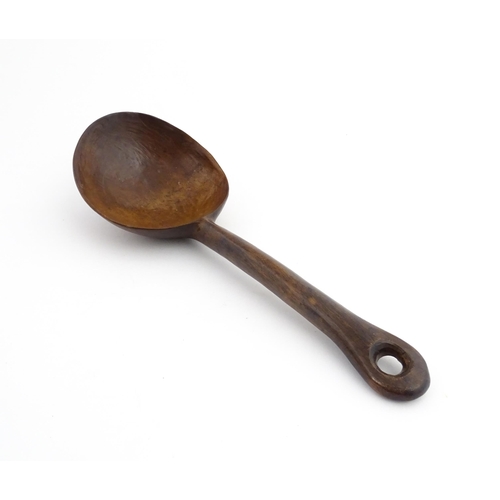 1187 - Treen : A 19thC large walnut ladle. From the A. J. Levi Collection, no. 1194, label under. Approx. 1... 