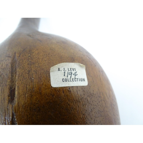 1187 - Treen : A 19thC large walnut ladle. From the A. J. Levi Collection, no. 1194, label under. Approx. 1... 