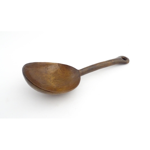 1187 - Treen : A 19thC large walnut ladle. From the A. J. Levi Collection, no. 1194, label under. Approx. 1... 