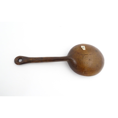 1187 - Treen : A 19thC large walnut ladle. From the A. J. Levi Collection, no. 1194, label under. Approx. 1... 