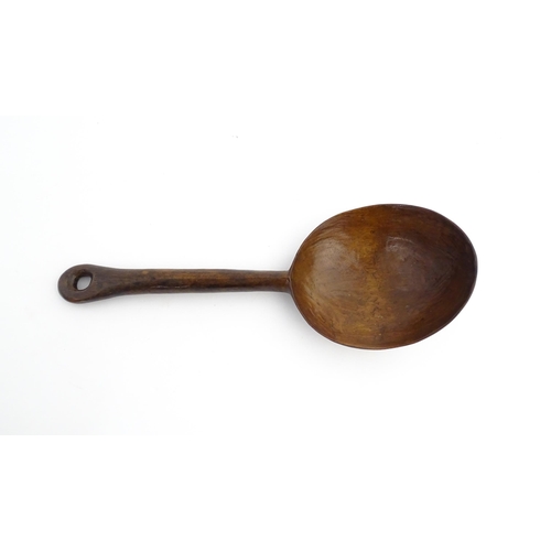 1187 - Treen : A 19thC large walnut ladle. From the A. J. Levi Collection, no. 1194, label under. Approx. 1... 