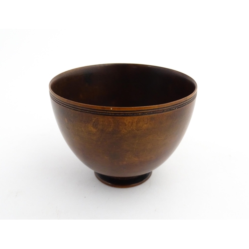 1194 - Treen : A small 19thC footed drinking bowl. From the A. J. Levi Collection, no. 631, label under. Ap... 