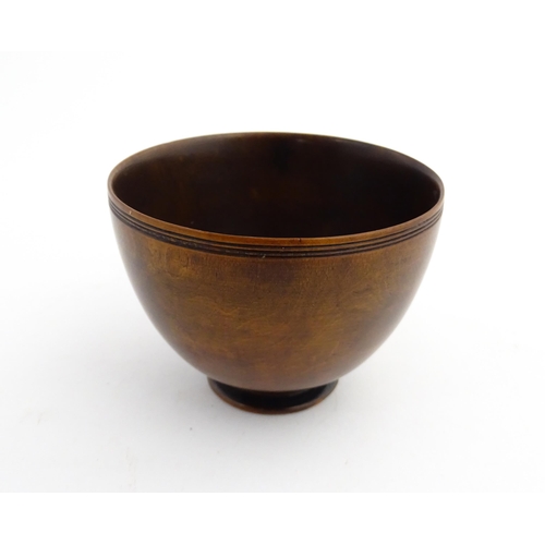 1194 - Treen : A small 19thC footed drinking bowl. From the A. J. Levi Collection, no. 631, label under. Ap... 