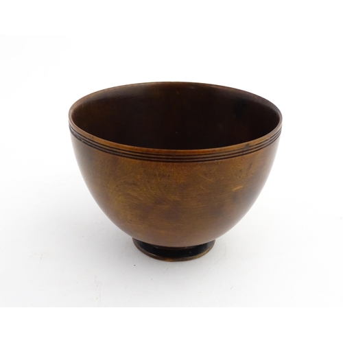 1194 - Treen : A small 19thC footed drinking bowl. From the A. J. Levi Collection, no. 631, label under. Ap... 