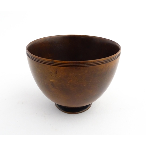 1194 - Treen : A small 19thC footed drinking bowl. From the A. J. Levi Collection, no. 631, label under. Ap... 