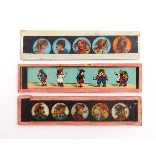 1215 - A quantity of 20thC magic lantern slides to include animals, landscapes, figures, humorous character... 