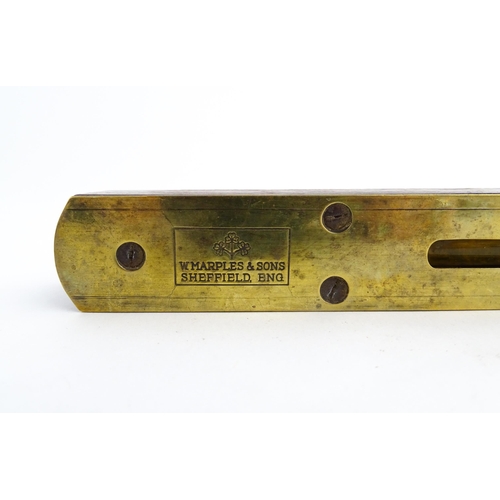 1219 - Militaria : A 20thC W. Marples & Sons spirit level with broad arrow mark. Together with another, a m... 