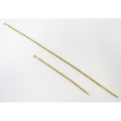 651 - A 9ct gold twist necklace. Together with a 9ct gold matching bracelet. Necklace approx. 18