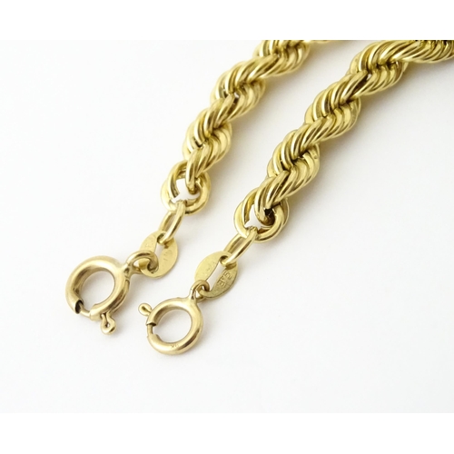 651 - A 9ct gold twist necklace. Together with a 9ct gold matching bracelet. Necklace approx. 18