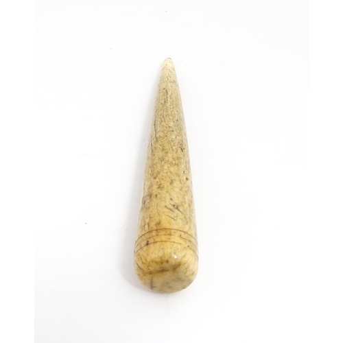 1226 - A 19thC carved whale bone sailor's / mariner's fid Approx. 9 1/2