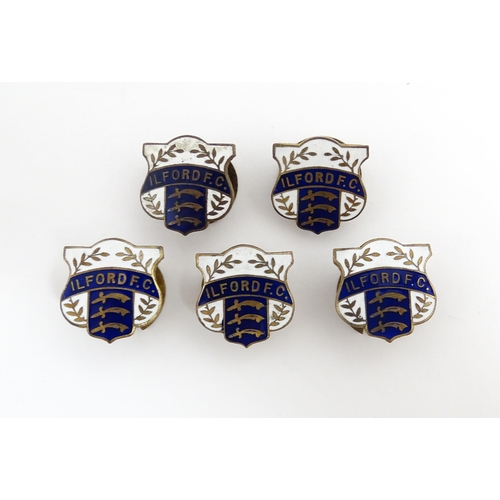 1244 - Football Interest : Five mid 20thC Ilford FC enamel lapel badges, together with an Ilford Football C... 