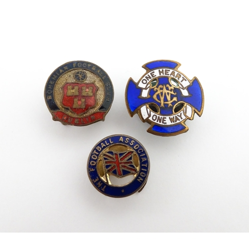 1245 - Football Interest: A quantity of assorted football pins, badges, etc to include a Bohemian Football ... 