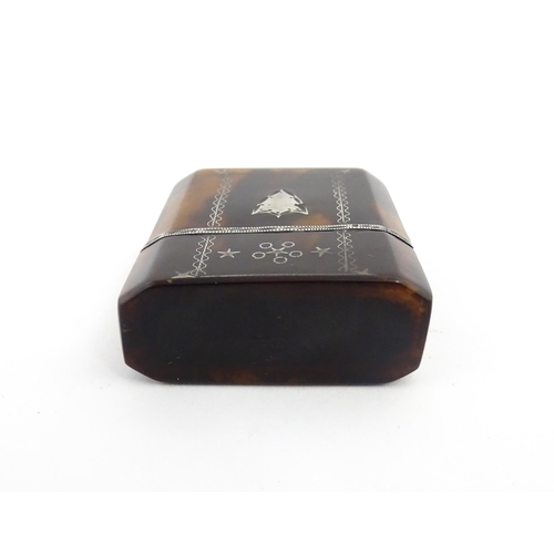 1260 - A Victorian tortoiseshell miniature scent / perfume bottle case with pique decoration. Approx. 1 3/4... 