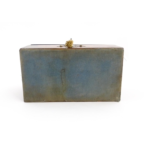 1269 - A 19thC walnut box, the dome top with applied brass mounts, opening to reveal a fitted interior and ... 