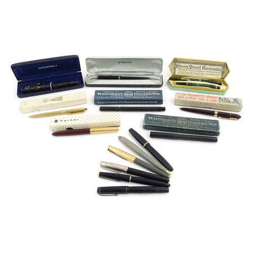 1275 - A quantity of mid 20th fountain pens, comprising two boxed Waterman's Ideal pens, a boxed Conway Ste... 