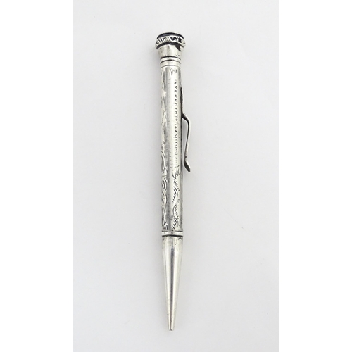 1278 - An Everpoint silver propelling pencil with engraved decoration, marked Sterling. Approx. 4