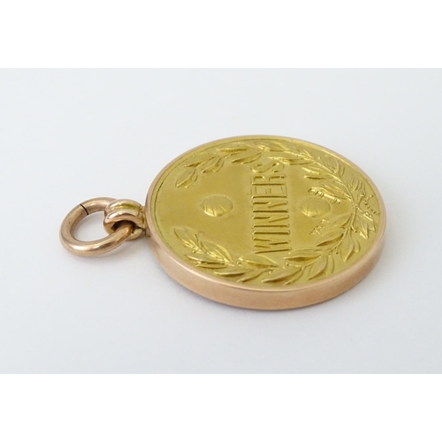 728 - Football Interest : A cased 9ct gold medal / fob for The Football Association Amateur Cup Winners, h... 