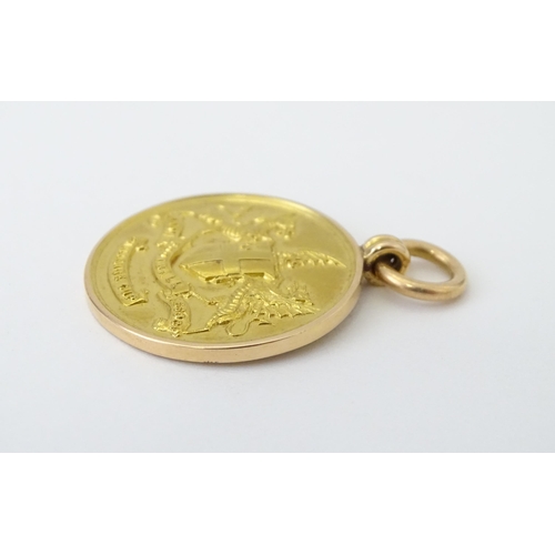 729 - Football Interest : A cased 15ct gold medal / fob for London Football Association Challenge Cup, hal... 