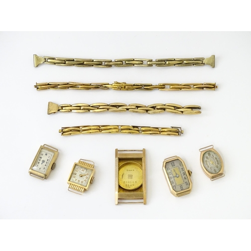 757 - A quantity of gold cased wristwatches and case. Together with 9ct gold, gilt metal and silver gilt w... 