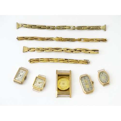 757 - A quantity of gold cased wristwatches and case. Together with 9ct gold, gilt metal and silver gilt w... 