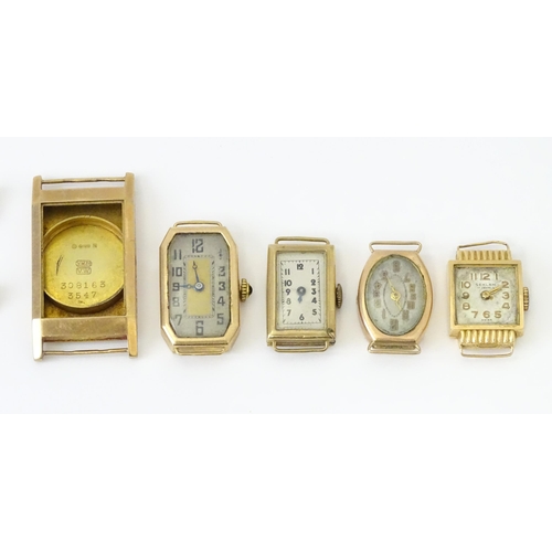 757 - A quantity of gold cased wristwatches and case. Together with 9ct gold, gilt metal and silver gilt w... 