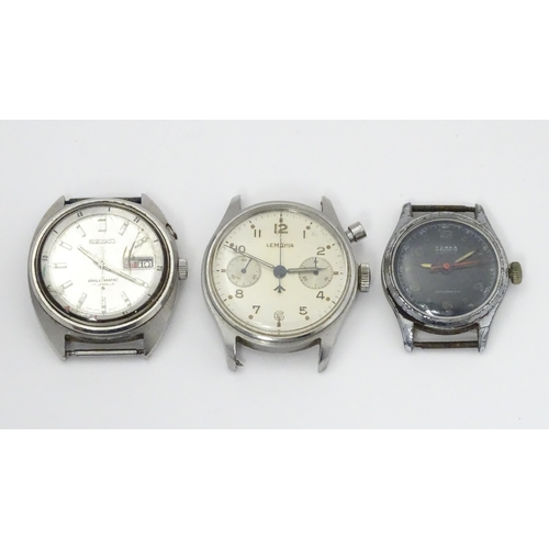 758 - Seven assorted wristwatches and movements to include a ladies 9ct gold cased Avia wristwatch, a gent... 