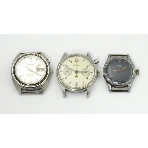 758 - Seven assorted wristwatches and movements to include a ladies 9ct gold cased Avia wristwatch, a gent... 