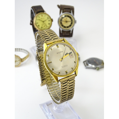 758 - Seven assorted wristwatches and movements to include a ladies 9ct gold cased Avia wristwatch, a gent... 